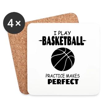 I_Play_Basketball_Practise_Makes_Perfect - Dessous de verre (lot de 4) - blanc - Devant