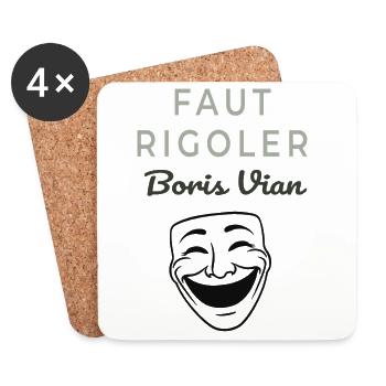 Faut Rigoler Boris Vian - Dessous de verre (lot de 4) - blanc - Devant