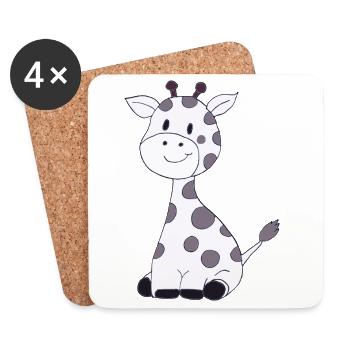 Petite girafe - Dessous de verre (lot de 4) - blanc - Devant
