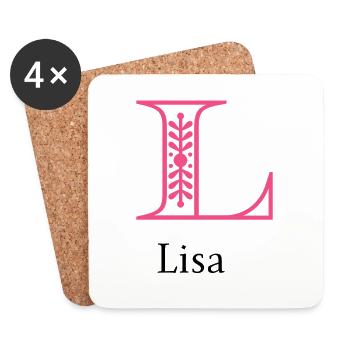 Lily Ornament L-Letter - Coasters (set of 4) - white - Front