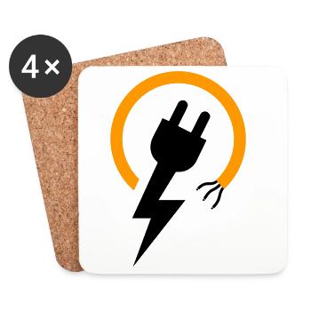 Elektriker Logo mit Blitz und Stecker - Untersetzer (4er-Set) - Weiß - Vorne