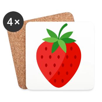 fraise - Dessous de verre (lot de 4) - blanc - Devant