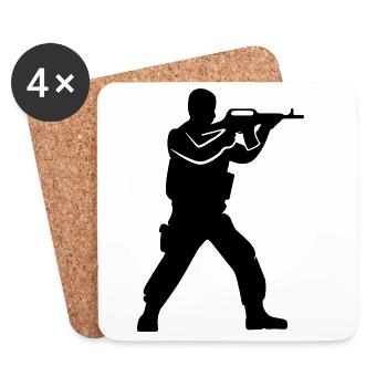 Silhouette du soldat - Dessous de verre (lot de 4) - blanc - Devant