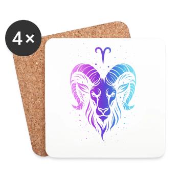 Colorful Aries Zodiac - Coasters (set of 4) - white - Front