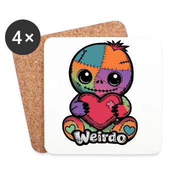 Patchwork Cuddly Hero Weirdo Heart - Coasters (set of 4) - white - Front