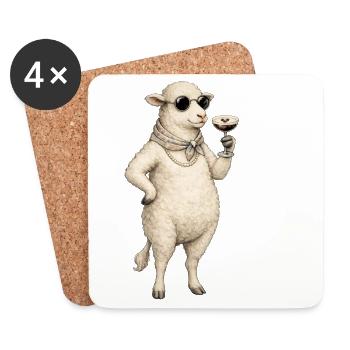 Moutons à cocktail avec style - Dessous de verre (lot de 4) - blanc - Devant