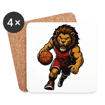 Lion Basketball Mascot - Coasters (set of 4) - white - Front