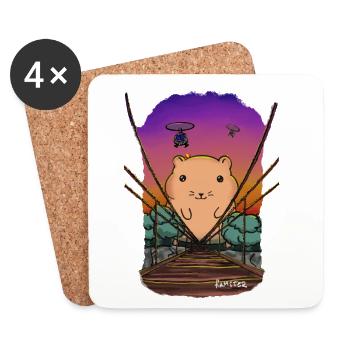 Hamster on suspension bridge - Coasters (set of 4) - white - Front