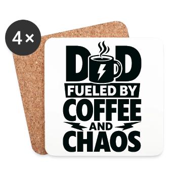 Dad Fueled By Coffee And Chaos - Coasters (set of 4) - white - Front