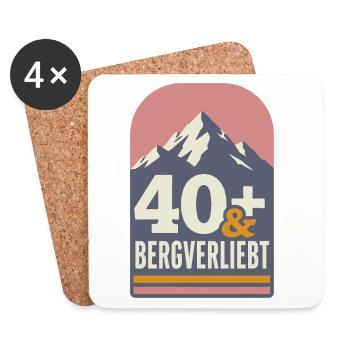 40+ und bergverliebt (rose-orange) - Untersetzer (4er-Set) - Weiß - Vorne