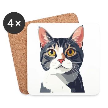 Katzenporträt im Vektorstil - Untersetzer (4er-Set) - Weiß - Vorne
