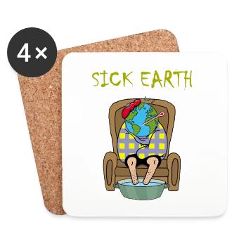Planet Erde ist krank - Untersetzer (4er-Set) - Weiß - Vorne