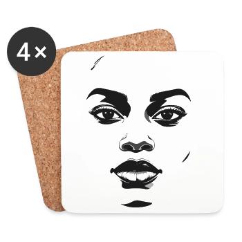 Monochrome Face Graphics - Coasters (set of 4) - white - Front