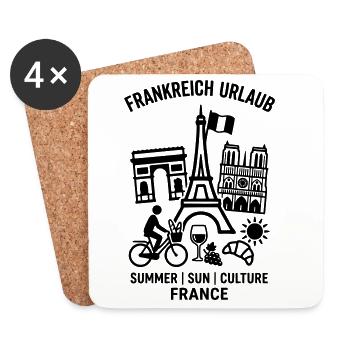 Frankreich Urlaub - Untersetzer (4er-Set) - Weiß - Vorne