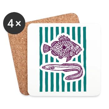Vapeur de poisson - Dessous de verre (lot de 4) - blanc - Devant