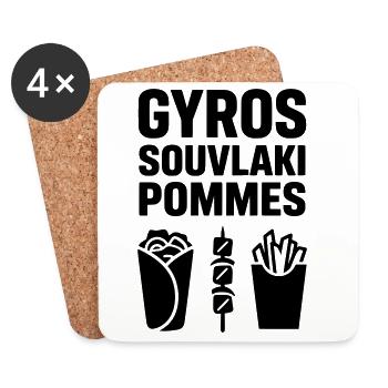 gyros souvlaki pommes - Untersetzer (4er-Set) - Weiß - Vorne