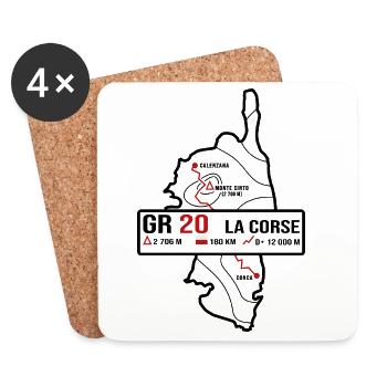 GR20 Corse Finisher Trekking Randonnée T-Shirt - Dessous de verre (lot de 4) - blanc - Devant