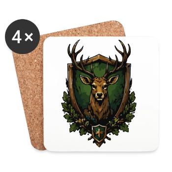 Emblème de la forêt de cerfs - Dessous de verre (lot de 4) - blanc - Devant