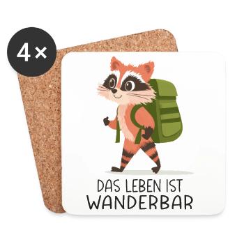 Das Leben Ist Wanderbar Lustiges Wander Motiv - Untersetzer (4er-Set) - Weiß - Vorne