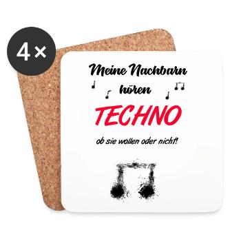 Techno Spruch - Untersetzer (4er-Set) - Weiß - Vorne