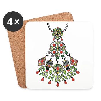 Bijoux de Kabylie - Dessous de verre (lot de 4) - blanc - Devant