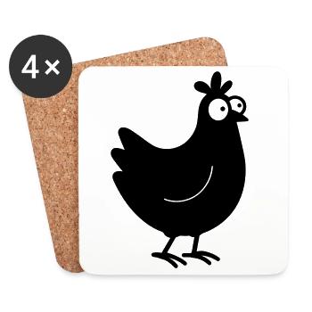 poulet - Dessous de verre (lot de 4) - blanc - Devant
