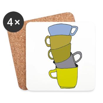 Stapelfarbige Kaffeetassen Kunst - Untersetzer (4er-Set) - Weiß - Vorne