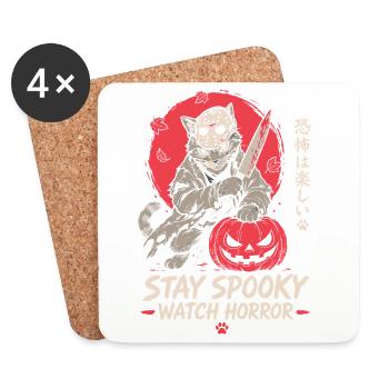 Stay Spooky Watch Horror Cat - Untersetzer (4er-Set) - Weiß - Vorne