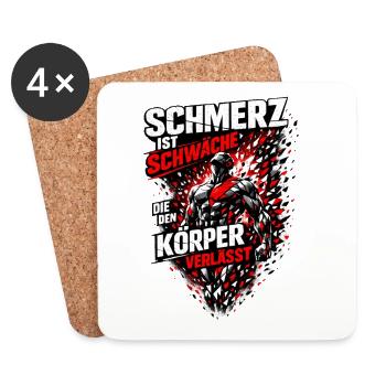 Schmerz ist Schwäche, die den Körper verlässt Fitn - Untersetzer (4er-Set) - Weiß - Vorne