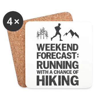 Prévisions du week-end : Courir avec une chance de randonnée - Dessous de verre (lot de 4) - blanc - Devant