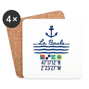 Ancre et vagues de La Baule - Dessous de verre (lot de 4) - blanc - Devant