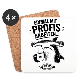 Lustiger Hammerhai Büro Spruch | Sarkasmus - Untersetzer (4er-Set) - Weiß - Vorne