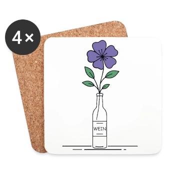 Blume lila in Weinflasche - Untersetzer (4er-Set) - Weiß - Vorne