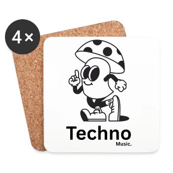 Mushroom Panache Cartoon Mascot - Coasters (set of 4) - white - Front