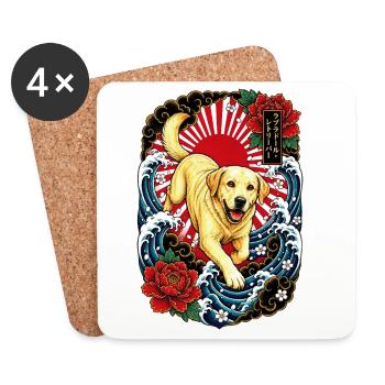Labrador Retriever im Japan Tattoo Stil - Untersetzer (4er-Set) - Weiß - Vorne
