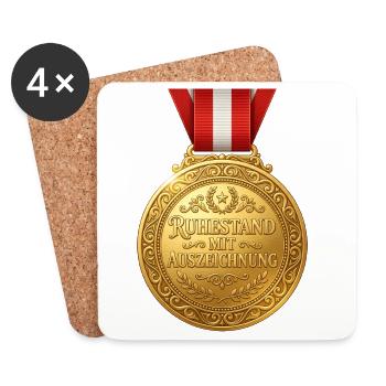 Ruhestand mit Auszeichnung – Goldmedaille Design - Untersetzer (4er-Set) - Weiß - Vorne