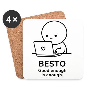 Besto – Good Enough Is Enough | Work Motivation - Coasters (set of 4) - white - Front