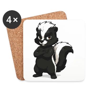 Confident Skunk Mascot - Coasters (set of 4) - white - Front