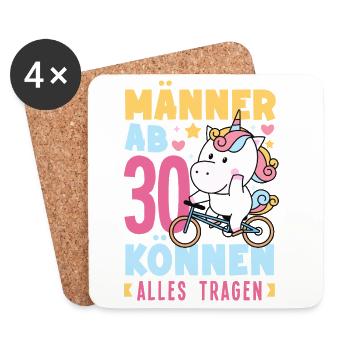 Männer Ab 30 Einhorn Humor - Untersetzer (4er-Set) - Weiß - Vorne