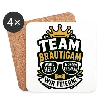 Team Bräutigam Heute Held Morgen Ehemann - Untersetzer (4er-Set) - Weiß - Vorne