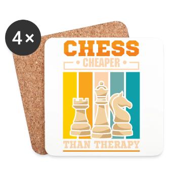 Échiquier des joueurs d’échecs - Dessous de verre (lot de 4) - blanc - Devant