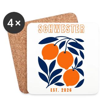 Schwester 2026 - Untersetzer (4er-Set) - Weiß - Vorne
