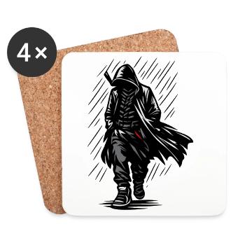 Chasseur d’Ombres en Cape de Pluie - Dessous de verre (lot de 4) - blanc - Devant