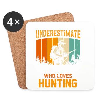 Never Underestimate an Old Man Who Hunts - Coasters (set of 4) - white - Front