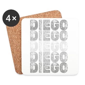 Prénom Diego - Dessous de verre (lot de 4) - blanc - Devant