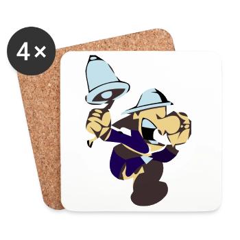 Dessin animé de crieur drôle avec une cloche - Dessous de verre (lot de 4) - blanc - Devant