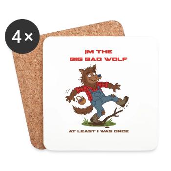 Big Bad Wolf Clumsy – lustiges Werwolf-T-Shirt - Untersetzer (4er-Set) - Weiß - Vorne
