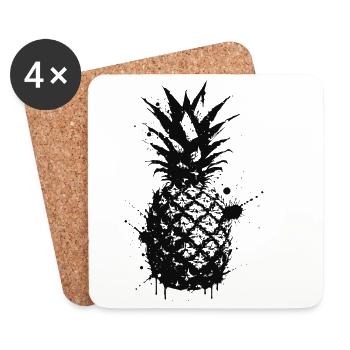 Schwarze Ananas Abstrakte Tinte - Untersetzer (4er-Set) - Weiß - Vorne