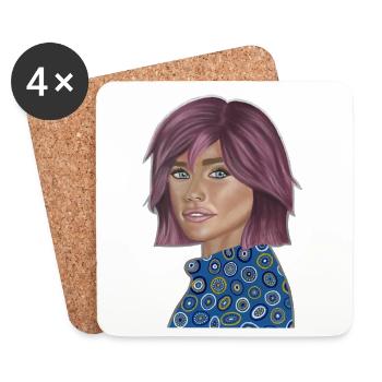 Pop Fashion Violett Porträt - Untersetzer (4er-Set) - Weiß - Vorne