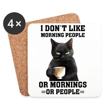 I Dont Like Morning People Cat - Untersetzer (4er-Set) - Weiß - Vorne